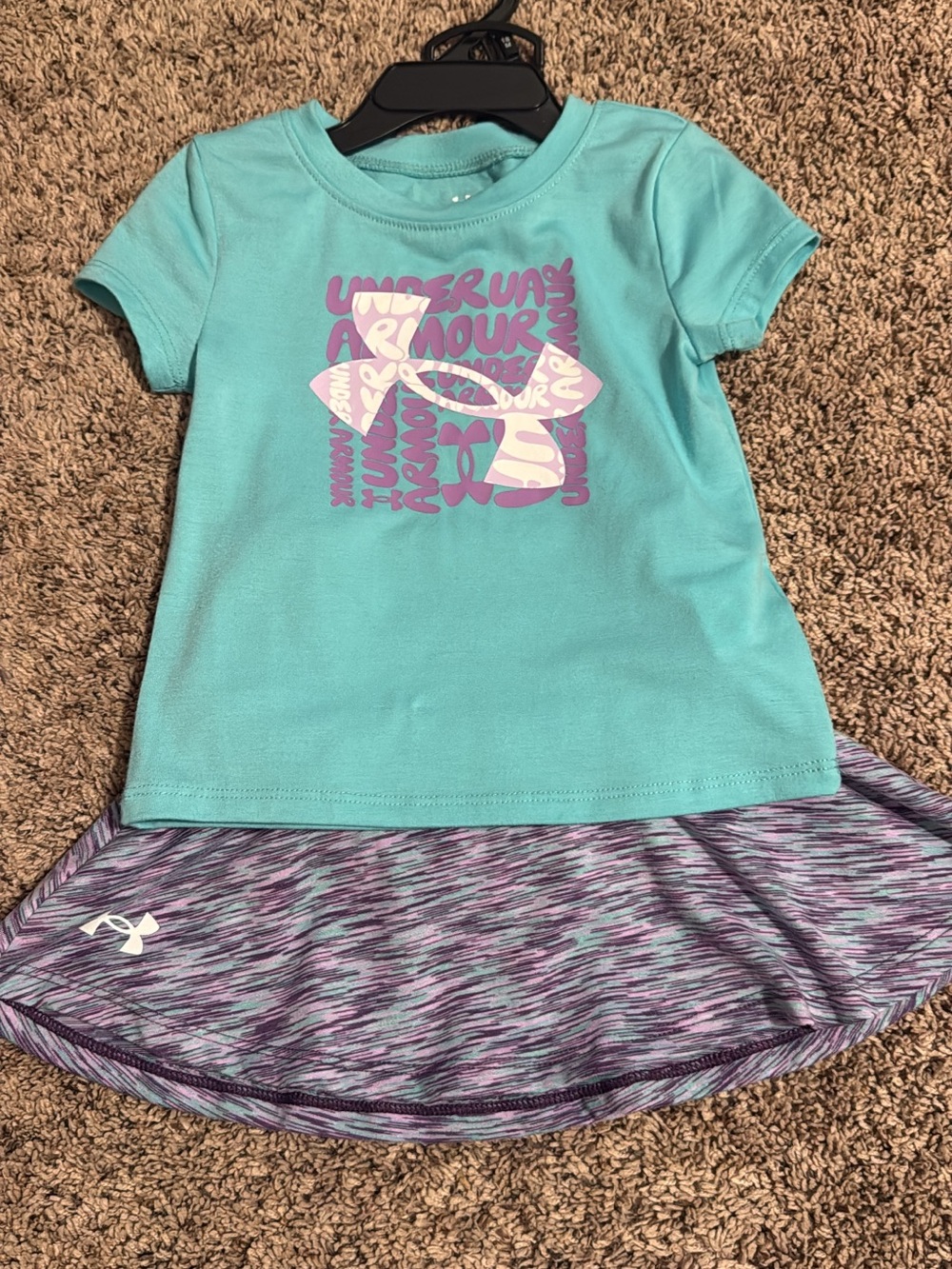 Under Armour Teal Graphic Tee with Purple Accent Skirt